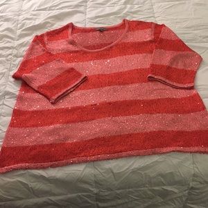 Pink and coral red sequined sweater from Roz & Ali